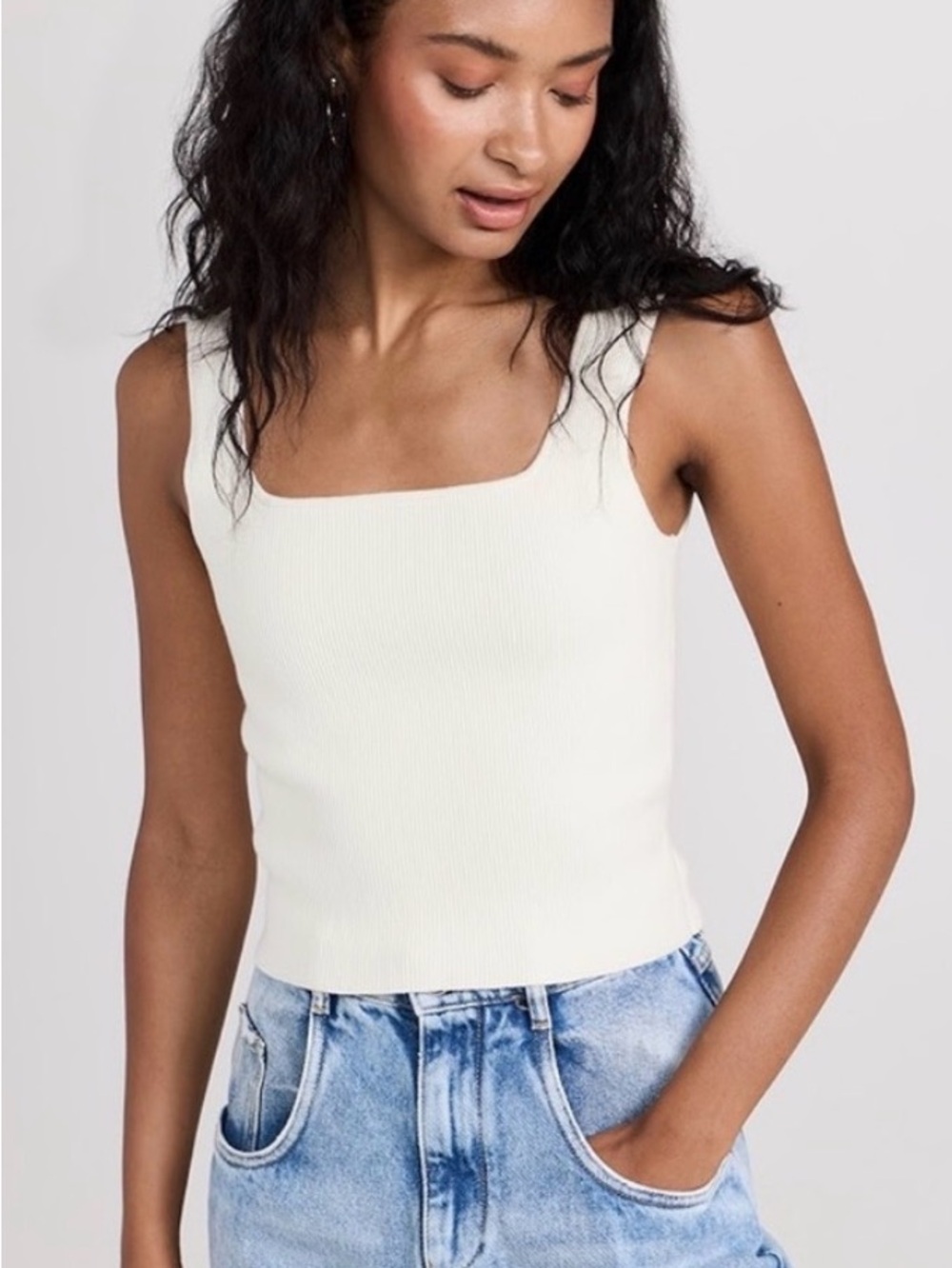 REFORMATION Julia Ribbed Sweater Tank in ivory